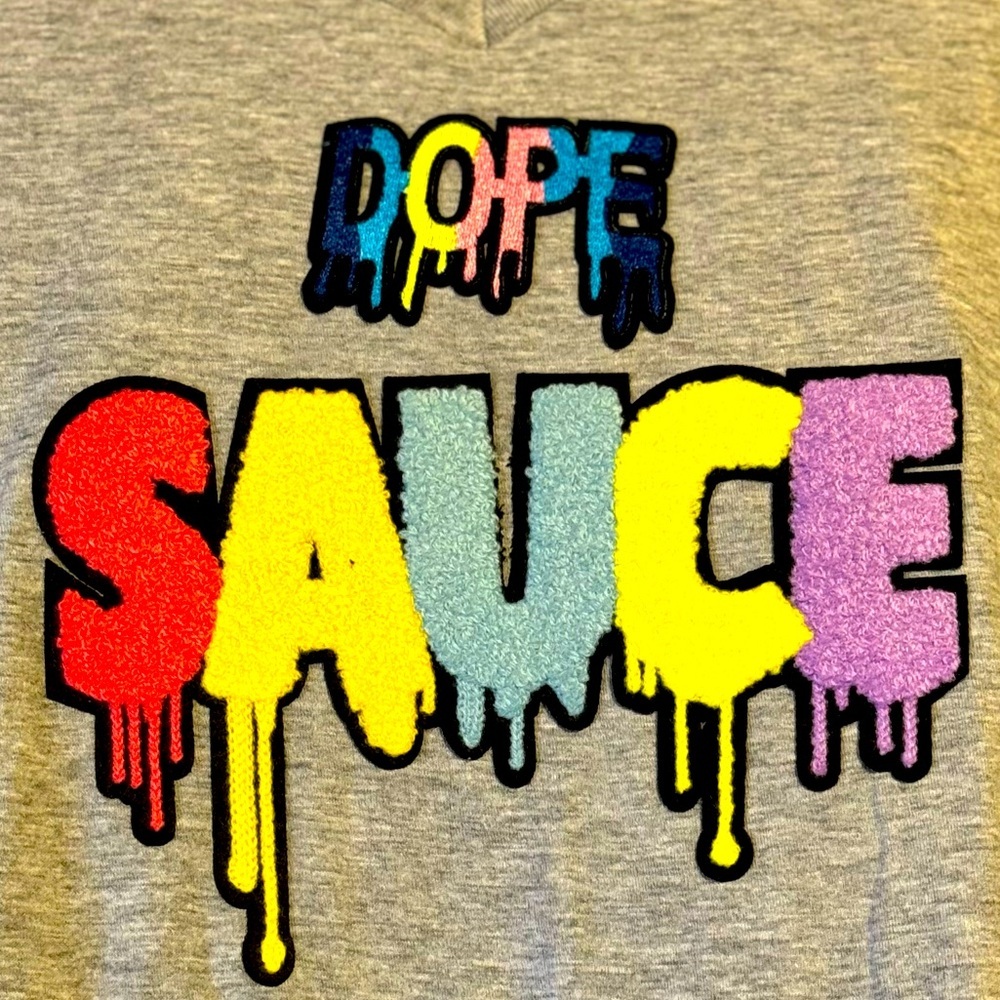 Custom “DOPE SAUCE” Hanes Heather Grey V-Neck T-Shirt Size XL - Picture 6 of 7
